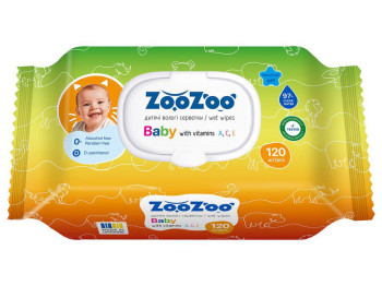 Салфетки детские влажные ZooZoo Baby с витаминами А, С, Е, 120шт