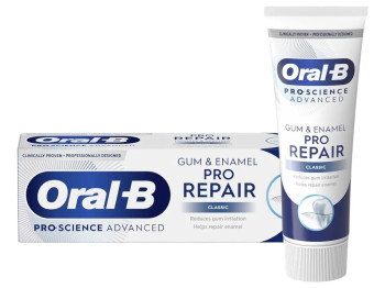 Зубна паста Oral-B Pro-Science Відновлення ясен та емалі, класична з фтором, 75мл