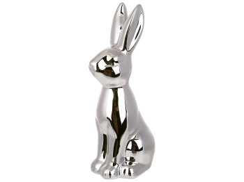 Декоративная фарфоровая фигурка Кролик, 8,5х6х18,5см, цвет - серебро