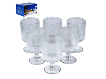 Набір бокалів для вина Fusion, скляні, рифлені, 210мл (ціна за набір 6шт)