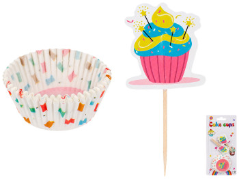 Формочки паперові для кексів з топерами Cupcake, папір, бамбук, 11 см, 24 шт (ціна за набір)