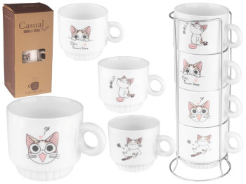 Чашки на стойке Cats 300мл (цена за набор 5 предметов)