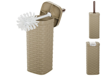 Ершик туалетный с подставкой высокой Plastart ротанг бежевый 37см