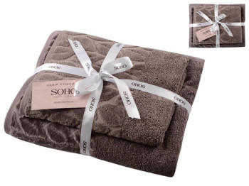 Набор полотенец Soho, 50x90+70x140см, хлопок 100%, Leaves Cappuccino, 8690069271422
