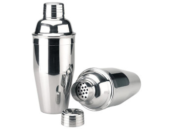 Шейкер барный для коктейлей металлический с сеткой, 550мл