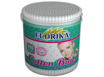 Ватные палочки (пластик) Florika 100шт (в банке)