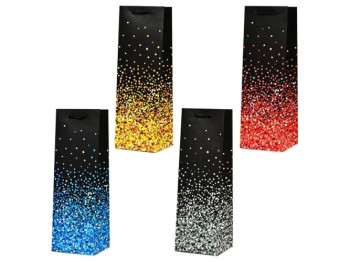 Пакет подарунковий паперовий під пляшку Glitter, 36x12x10см