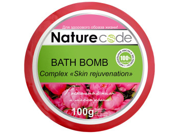 Бомба для ванн Nature Code Skin Rejuvenation розовая, пион и лен 100г