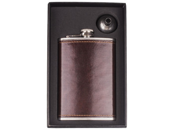 Фляга сувенирная коричневая с лейкой 240мл