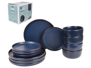 Набір столового посуду, кераміка, 26см, 19см, 16,5см, колір синій (ціна за набір 12 предметів)