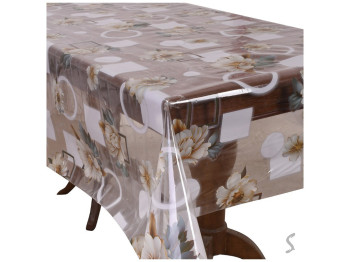 Клеенка France, силикон, ПВХ, 1,40×30м, дизайн геометрия с цветами (цена за рулон)