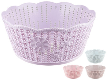 Фруктовница-плетенка пластиковая (расцветка ассорти) 23х23х10см