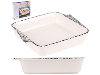 Форма для запекания Stains, керамика, 750мл, 19,5×16,5×4см, цвет белый с черным кантом