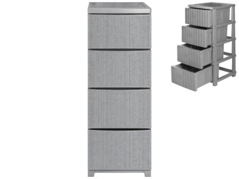 Комод R-Plastic Ротанг, 4 ящика, пластик, 35х45х86см, цвет серый металлик