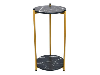 Стол журнальный 2-ярусный, чёрный мрамор, 30×30×60см