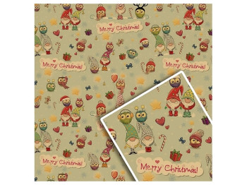 Бумага упаковочная крафт новогодняя, 70x100см, 10л/уп