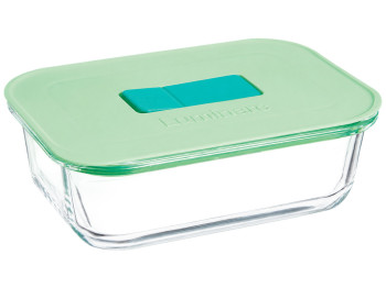 Контейнер Luminarc Pure Box Unique, боросилікатне скло, пластик, 630мл, колір прозорий/зелений