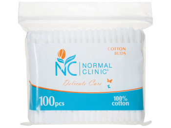 Ватные палочки косметические Normal clinic пластик 100шт (в пакете) VPN011