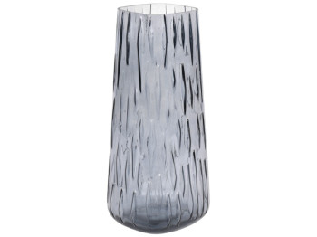Ваза скляна, 12×27см, колір сірий