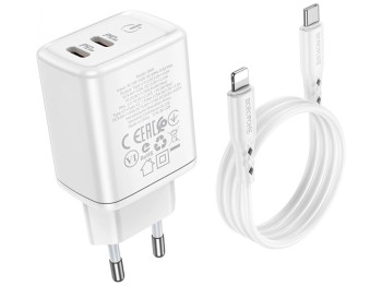 Сетевое зарядное устройство Borofone BN9 Reacher PD/QC 35W Type-C to Lightning Цвет Белый