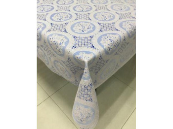 Клеенка виниловая ажурная "Lace" голубая 1,37x20 метров (цена за рулон)