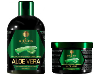 Набор Шампунь+Маска Dalas Aloe Vera из гиалур. кисл. натур. соком алоэ, масл. чайн. дерева, 1л+500мл
