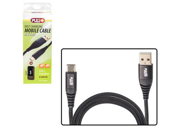 Кабель Pulso CC-4201C BK, USB - Type C 3А, 1м, black (быстрая зарядка/передача данных)
