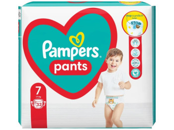 Подгузники-трусики Pampers Pants, одноразовые, супервпитывающие, размер 7, 17кг+, 32шт/уп