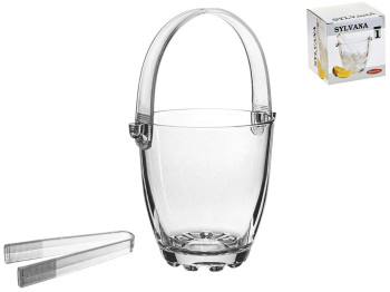 Ведро для льда с ручкой и щипцами Pasabahce Sylvana, стекло, 130мм, 500мл, цвет прозрачный