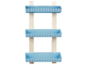 Полиця R plastic Ротанг, пряма, 3 яруси, голуба, 13303