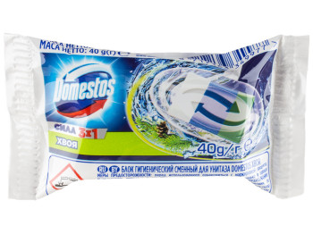 Блок для чистки унитаза Domestos "Хвоя" гигиенический 40г запаска