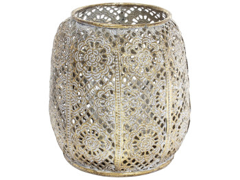 Декоративный металлический подсвечник со стеклянной колбой, 12,5см