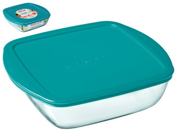 Форма скляна Pyrex Cook&Store з кришкою, квадратна, 22х22х7см, 2,2л, 3426470020107