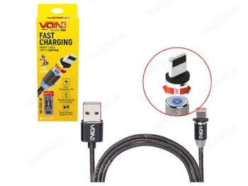 Кабель магнітний Voin USB - Lightning 2,4А, 1м, black (тільки зарядка)