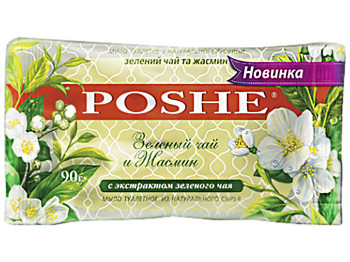Мило туалетне POSHE "Зелений чай і жасмин" двокольорове 50/50, флоупак 90г
