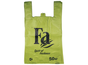 Кулек с ручками типа майка FA (цвет - салатовый) (100шт) 30x55см