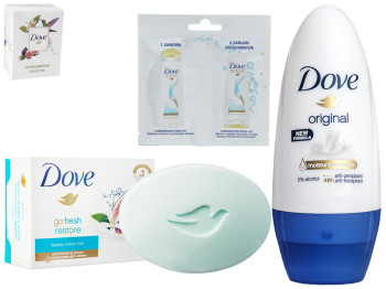 Набір подарунковий Dove "Пробудження почуттів" (антиперспірант 50мл+крем-мило100г+в подарунок сашет)
