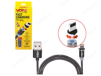 Кабель магнитный Voin USB - Lightning 2,4А, 1м, black (только зарядка)