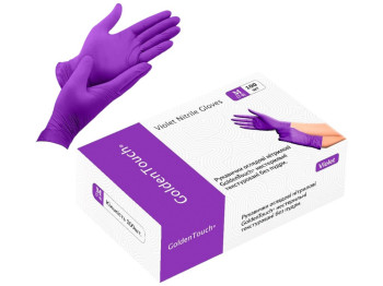Рукавички Golden Touch, нестерильні, текстуровані, нітрил, розмір M, 3,7 г, колір фіолетовий, 50шт