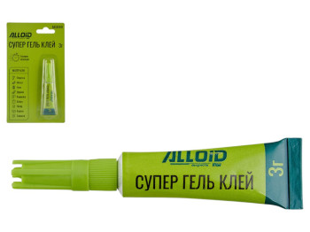 Клей-гель Alloid, цианоакрилатный, тюбик с узким носиком, пластик, 3г, цвет зеленый