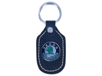 Брелок кожаный - метал. хромированный рельефный SKODA 83945