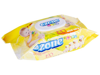 Вологі серветки дитячі "OZONE" "З екстрактом алое" 120шт з клапаном