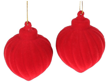 Набор ёлочных украшений 6см, цвет - красный велюр (цена за набор 2шт)