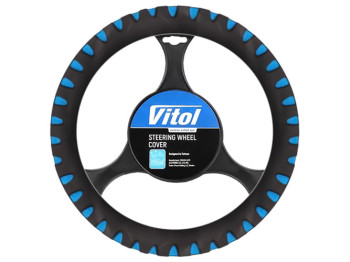 Чехол руля Vitol, 14024, эластичный, черно-синий