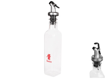 Бутылка пластиковая для масла, соуса, уксуса с дозатором, 380мл, 4,2х20см