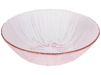 Салатник стеклянный Fleur, D16,5х5см, цвет - розовый с золотым ободком