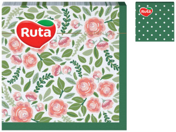 Салфетки Ruta Флора 33х33см, 20шт, 2х слойные, с печатью