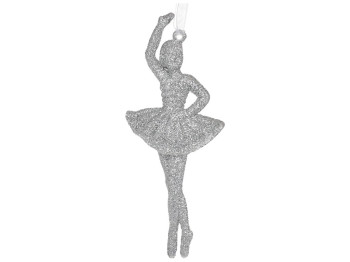 Ёлочное украшение Балерина, 14см, цвет - серебро