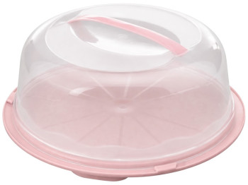 Тортница круглая R plastic, d34см, высота 16см, пудра, 22005