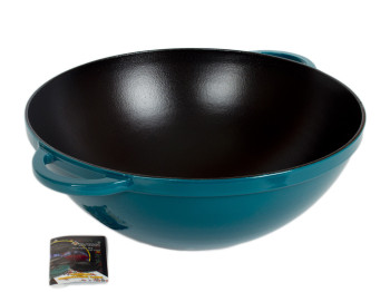 Кастрюля чугунная WOK эмал. глянц. 30x13см 5.5л зеленая 02047